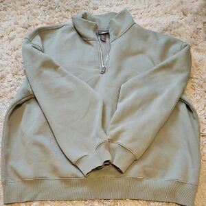H&M Men's Light Green Zip-Up Sweater